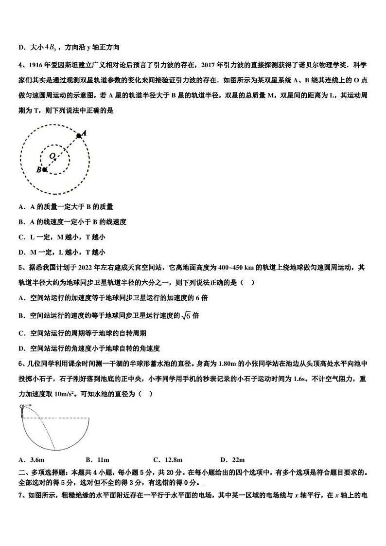 2022-2023学年吉林省白城市通榆一中高三下学期统一考试物理试题理试题第2页