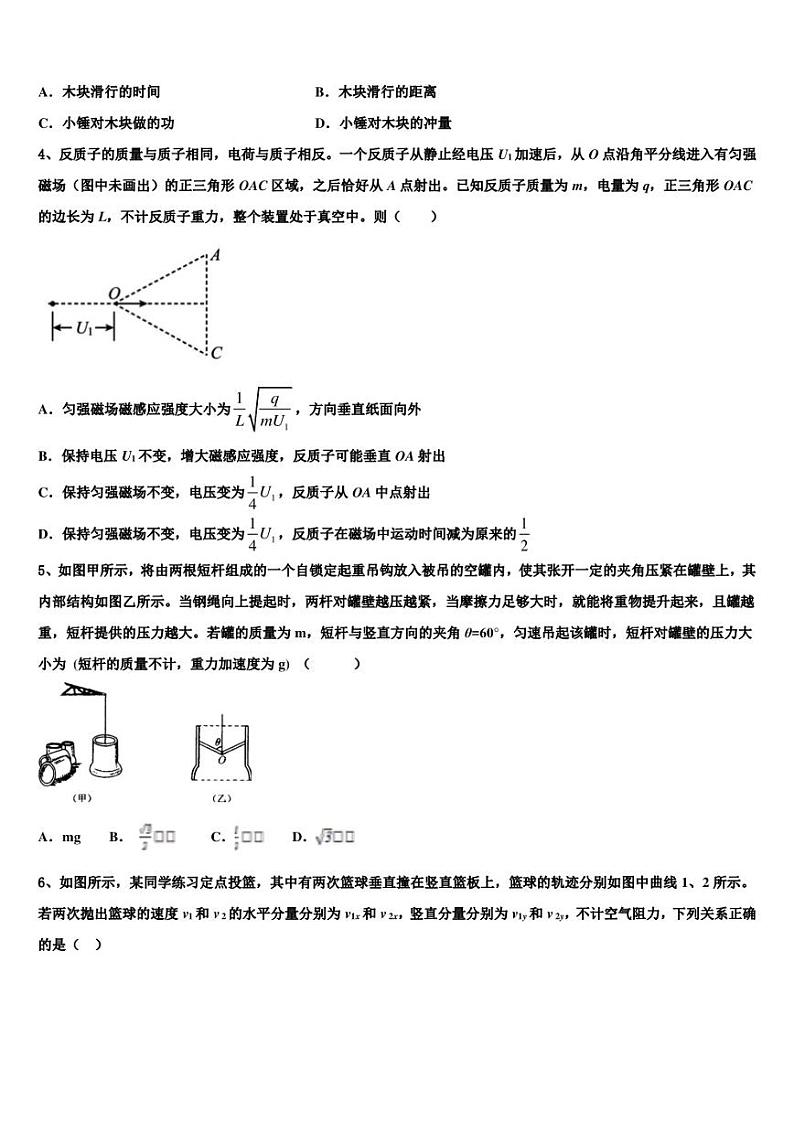2022-2023学年江苏省马坝高级中学高三下-第三次统考（期中）物理试题试卷第2页
