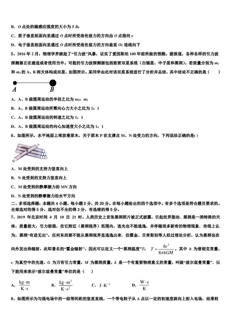 2022-2023学年江苏省苏州市相城区南京师范大学苏州实验学校高三下学期高考模拟训练（五）物理试题试卷第2页