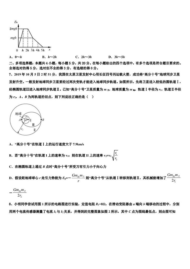2022-2023学年辽宁省抚顺市“抚顺六校协作体”高三年级摸底考试物理试题03