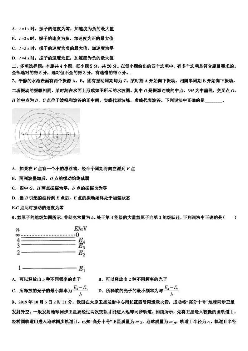 2022-2023学年辽宁省抚顺市高三第五次模拟考试（物理试题文）试题03