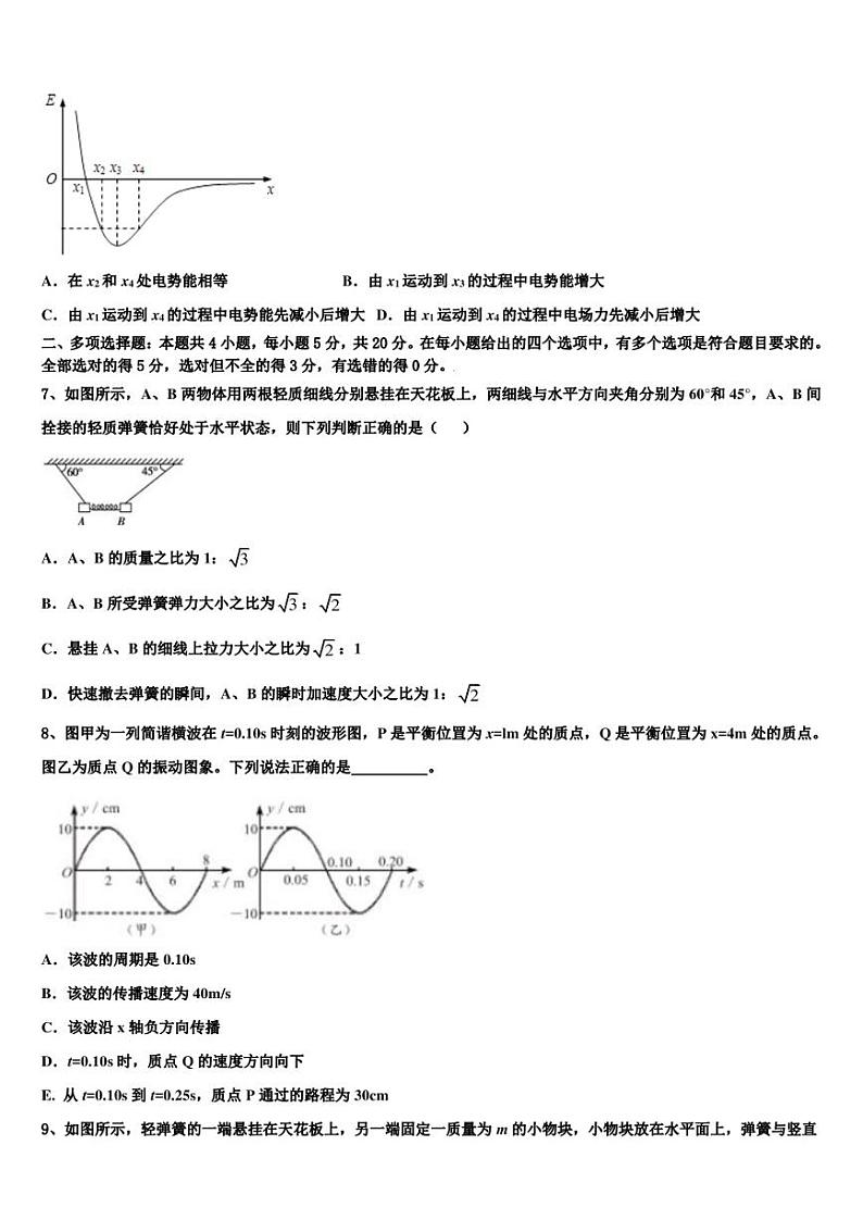 2022-2023学年辽宁省沈阳市东北育才学校第二学期质量抽测（5月）高三物理试题试卷（照片版）03