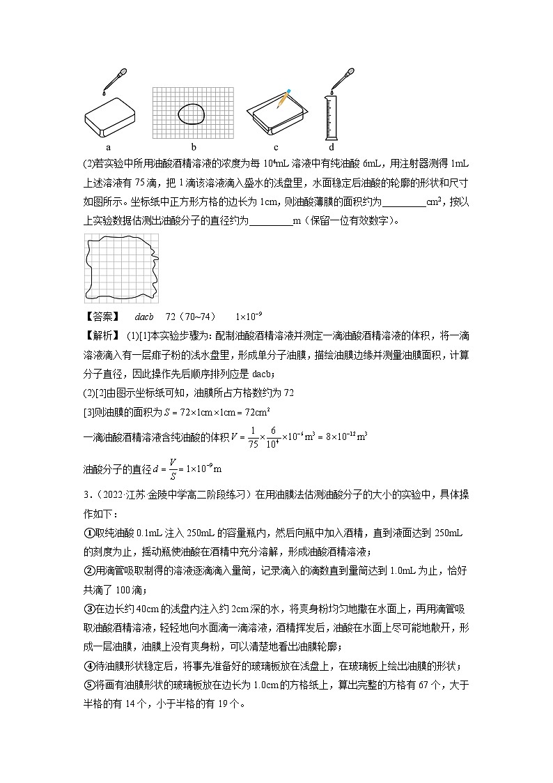 1.2实验：用油膜法估测油酸分子的大小（解析版）第2页