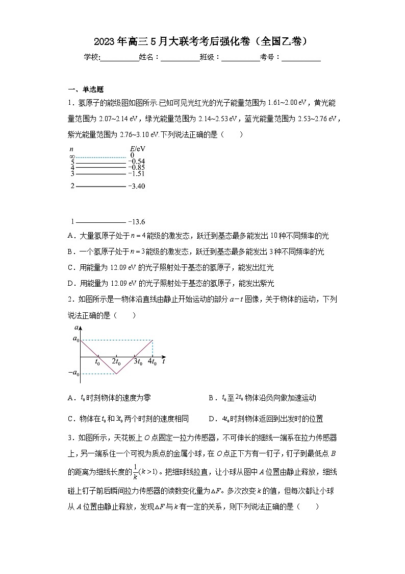 2023年高三5月大联考考后物理强化卷（全国乙卷）（无答案）第1页