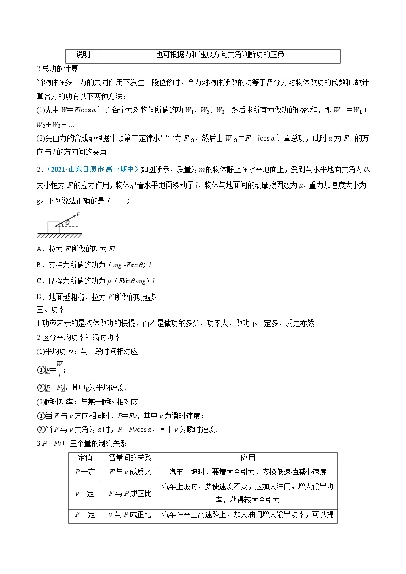 专题4 机械能守恒定律（知识点清单）——高一物理期末章末知识点清单与章节练习（人教版2019必修第二册）02