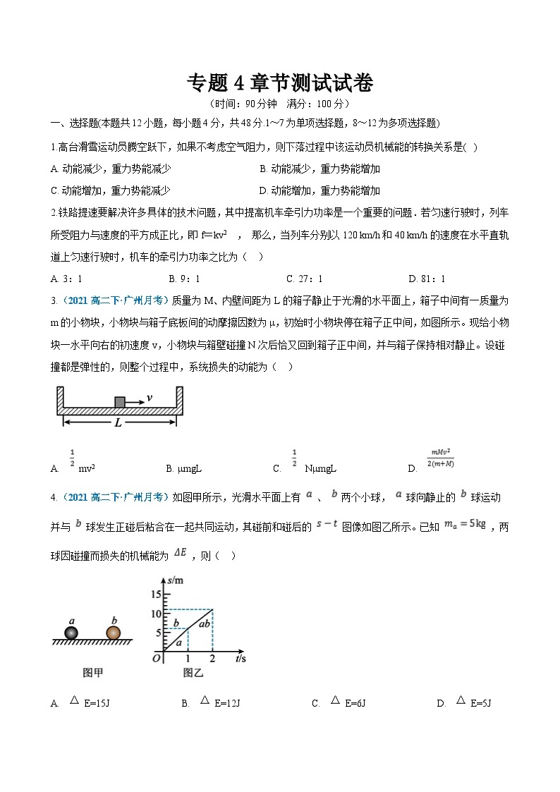 专题4 机械能守恒定律（章节练习）——高一物理期末章末知识点清单与章节练习（人教版2019必修第二册）01