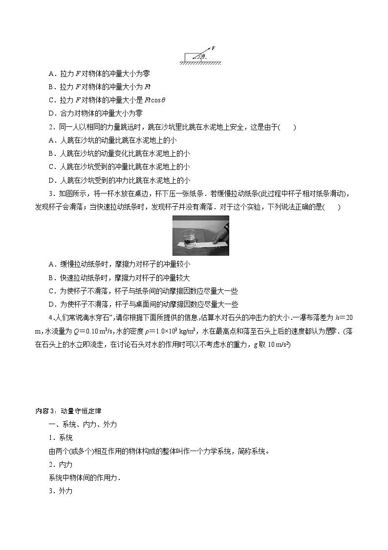 第一章  动量守恒定律——高二物理章节知识点精讲精练（人教版2019选择性必修第一册）（原卷版）第3页