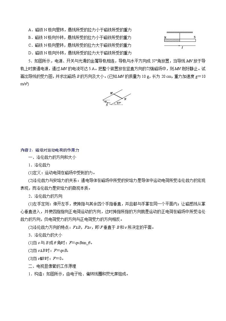 第一章   安培力与洛伦兹力复习——高二物理章节知识点精讲精练（人教版2019选择性必修第二册）（原卷版）第3页
