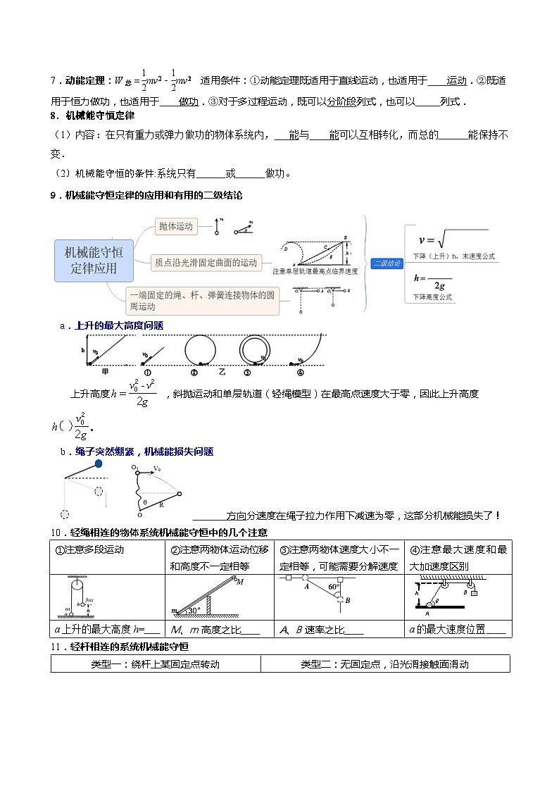 专题三 机械能守恒定律（知识点梳理+典型题）——2022-2023学年高一物理期末专题复习学案（人教版2019必修第二册）02