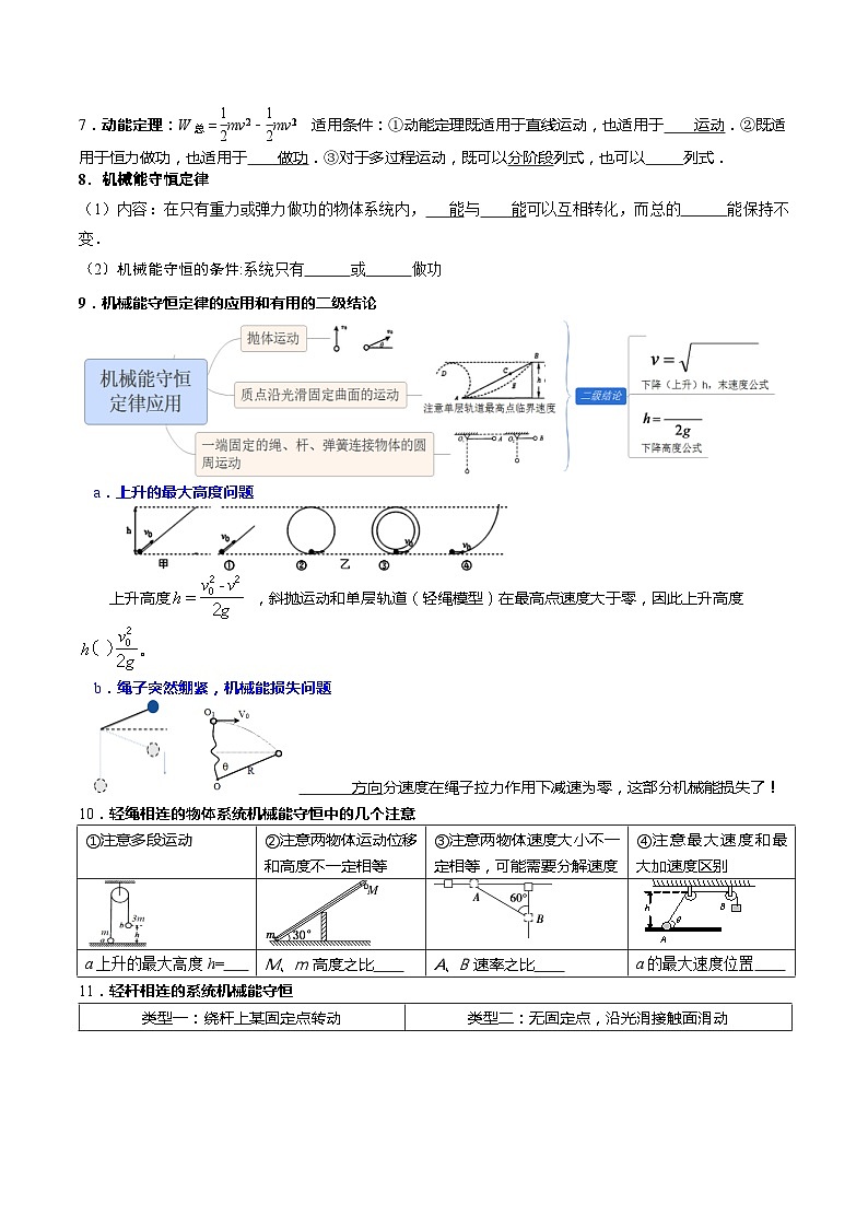 专题三 机械能守恒定律（知识点梳理+典型题）——2022-2023学年高一物理期末专题复习学案（人教版2019必修第二册）02