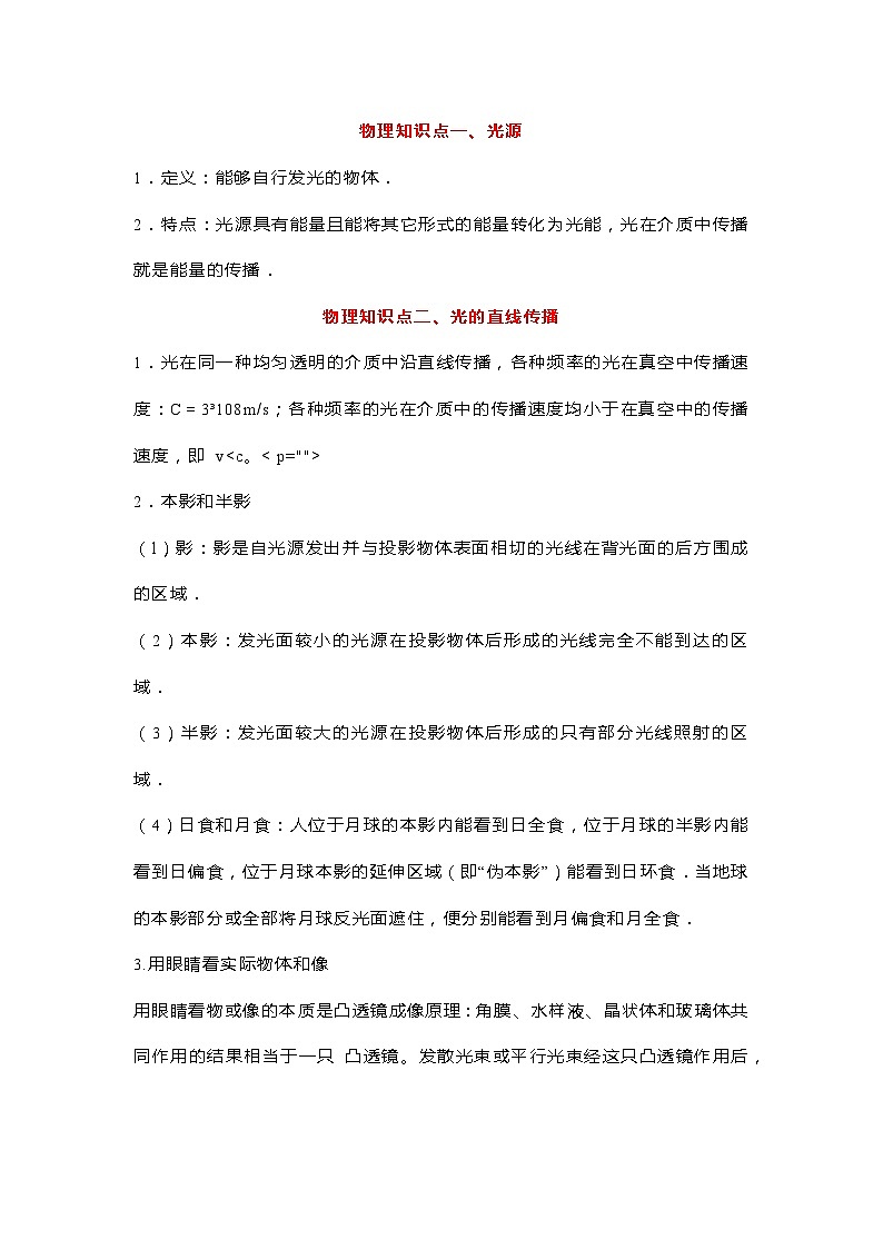 高中物理光学部分知识点总结01