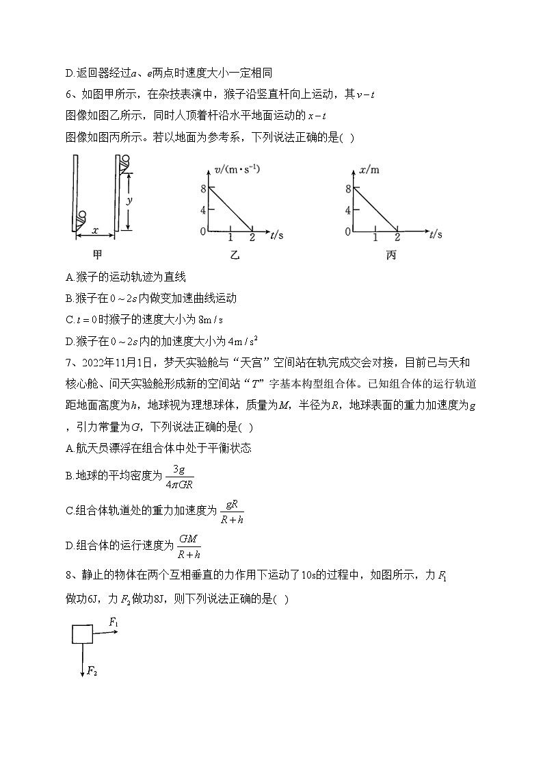 浙江省名校2022-2023学年高一下学期5月月考物理试卷(含答案)第2页