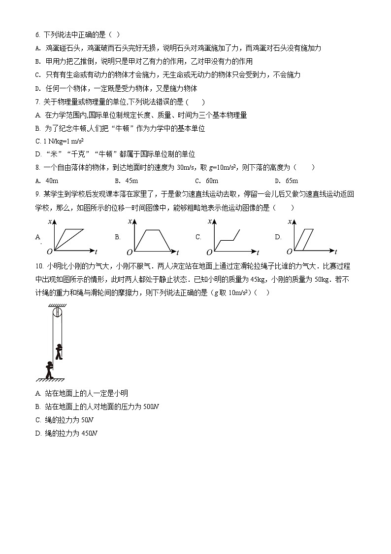 2023北京昌平临川学校高一（上）期末物理第2页