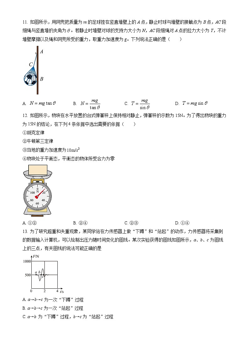 2023北京石景山高一（上）期末物理（教师版）第3页