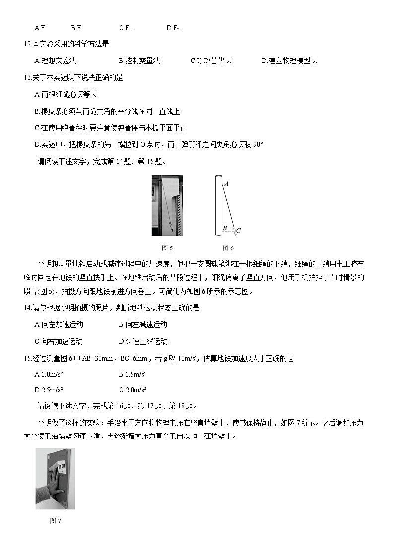 2021北京顺义高一（上）期末物理（教师版）第3页