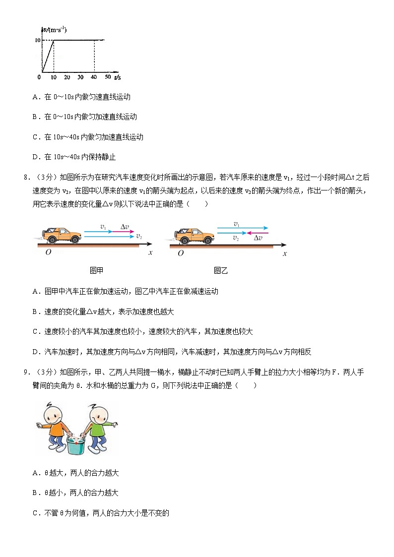 2020北京怀柔高一（上）期末物理（教师版） 试卷03