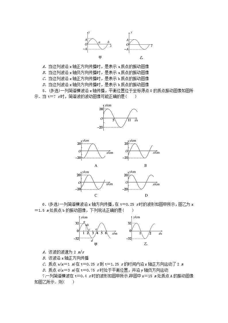 2023版新教材高中物理第三章机械波专项2波的图像与振动图像的综合问题课时作业教科版选择性必修第一册02