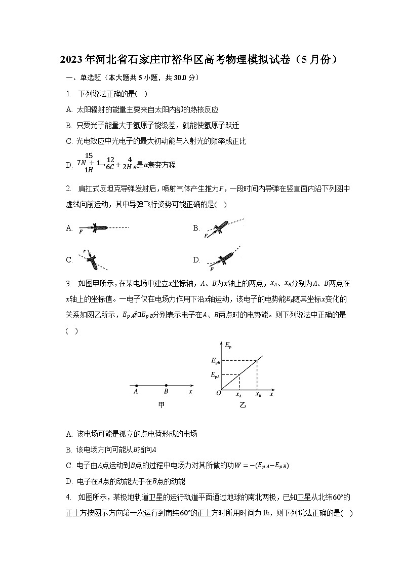 2023年河北省石家庄市裕华区高考物理模拟试卷（5月份）第1页