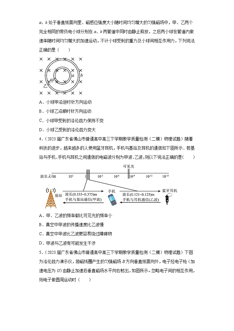 广东省各地区2023年高考物理模拟（二模）题按题型分类汇编-01选择题（多选题）102
