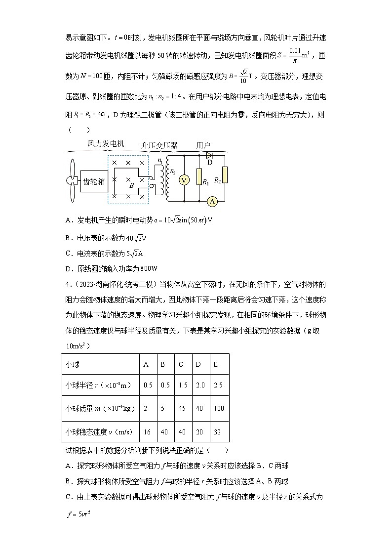 湖南省各地区2023年高考物理模拟（二模）题按题型分类汇编-01选择题（单选题）02