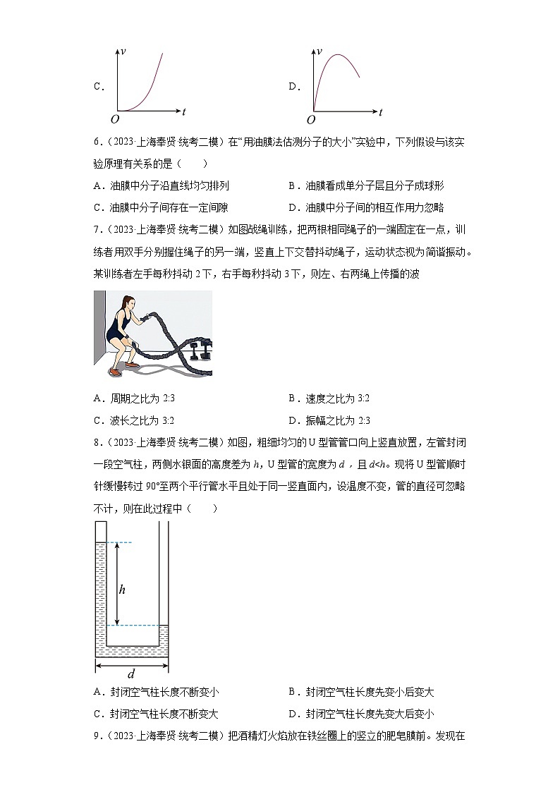 上海市各地区2023年高考物理模拟（二模）题按题型分类汇编-01选择题102