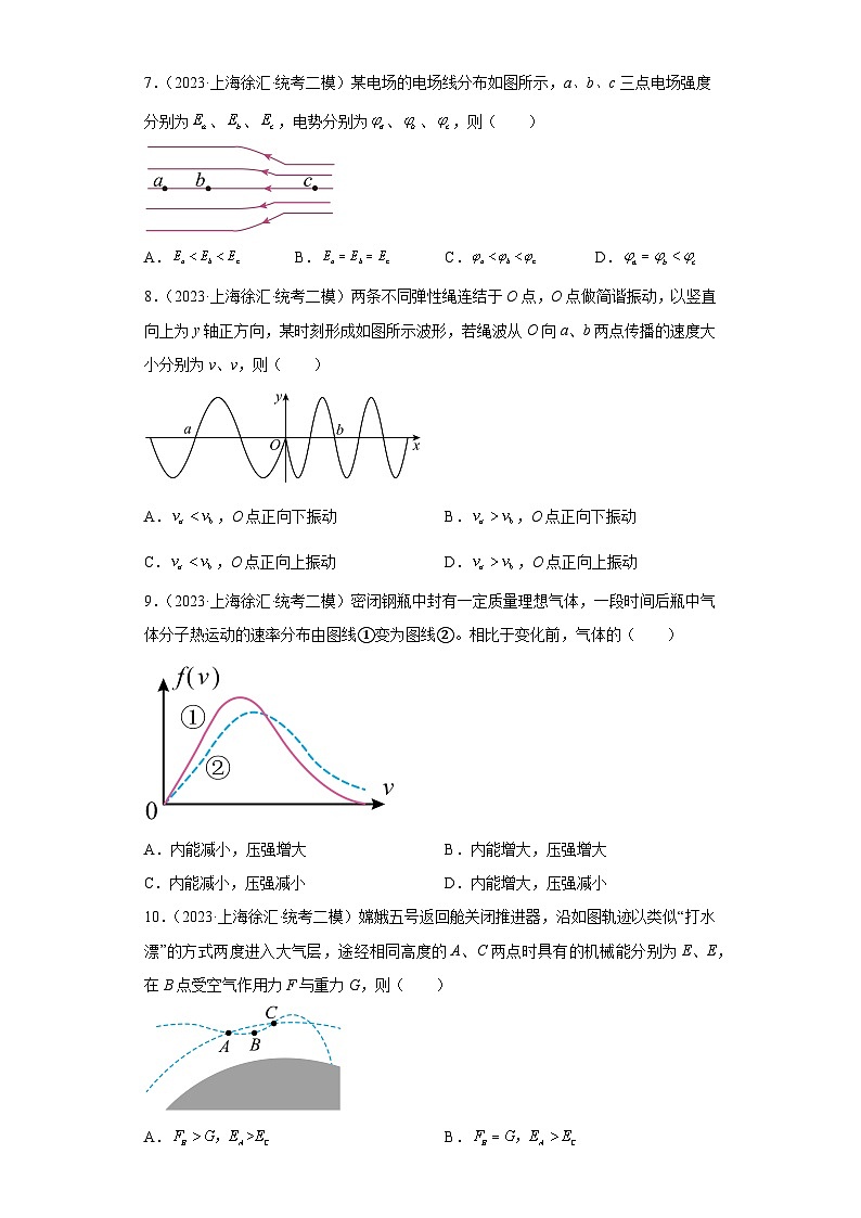 上海市各地区2023年高考物理模拟（二模）题按题型分类汇编-01选择题202