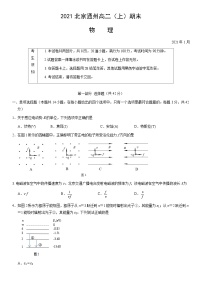 2021北京通州高二（上）期末物理（教师版）