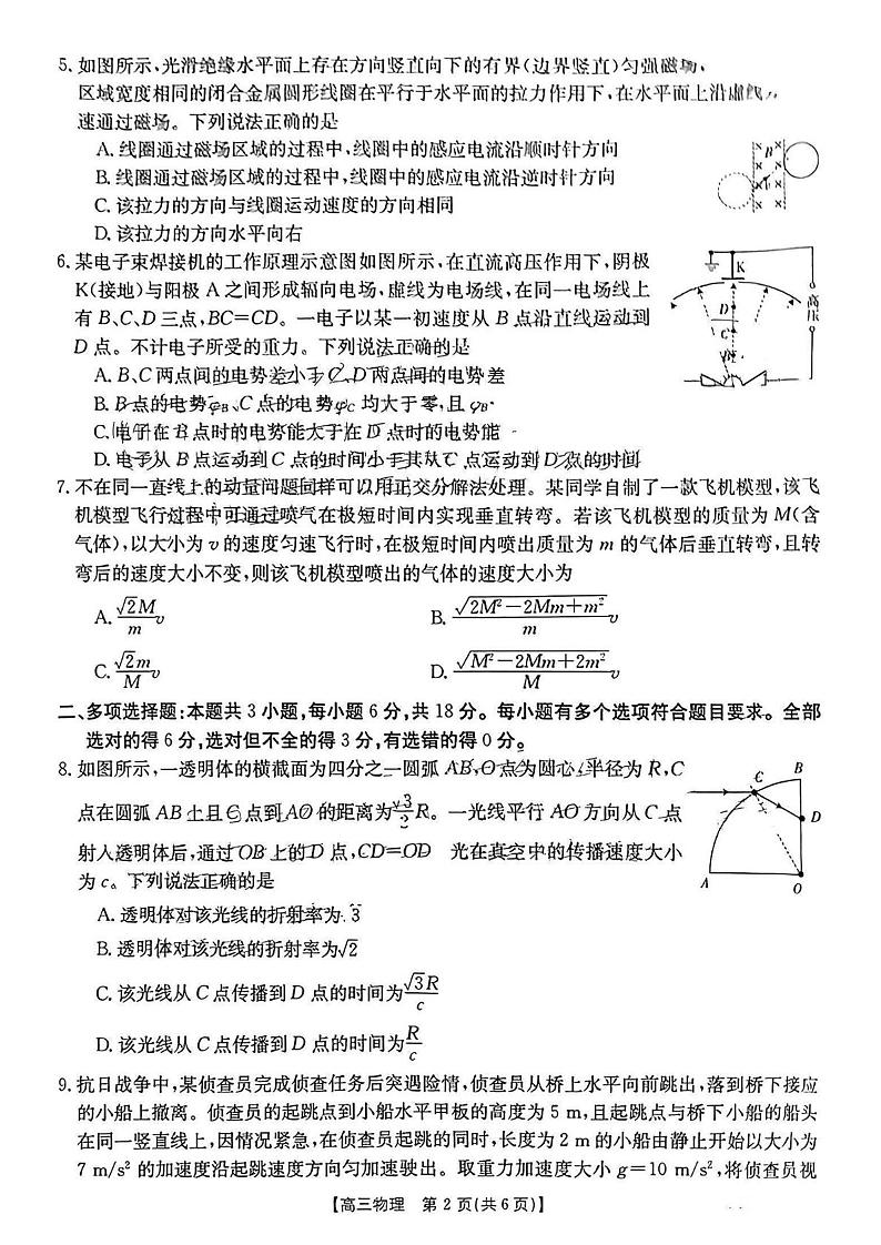 2023届广东省部分学校高三联合考试模拟预测物理试题（含答案详解）第2页