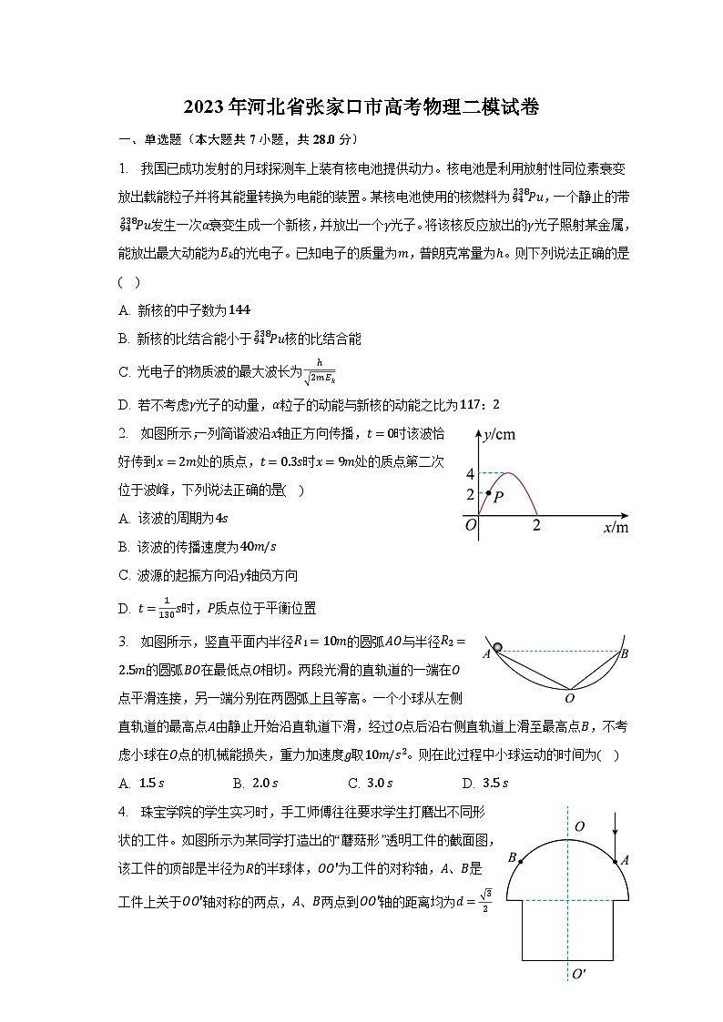 2023年河北省张家口市高考物理二模试卷（含解析）01