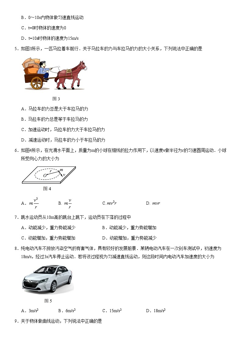 2020北京实验学校高一（下）期末物理 试卷02