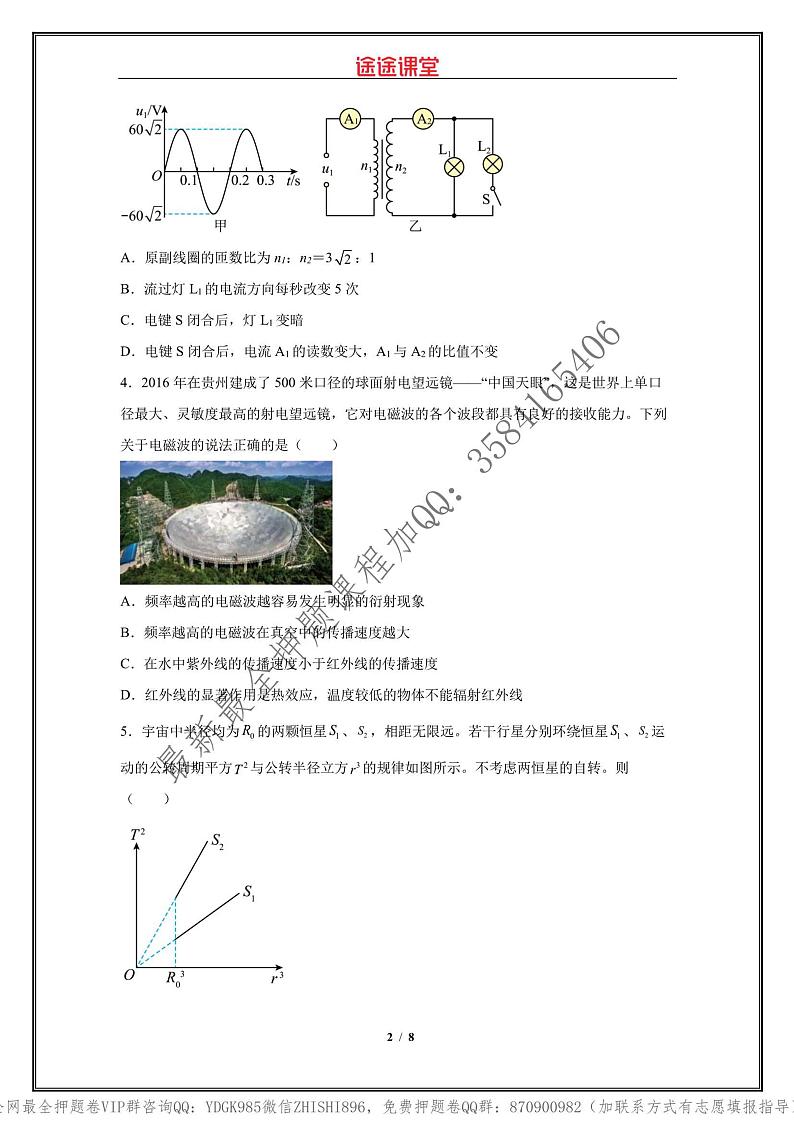 _2022年高考物理点睛卷（天津卷）学生版_02