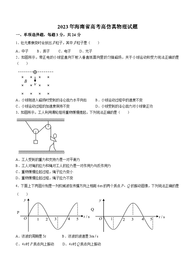 2023年高考真题——物理（海南卷）（Word版附答案）01