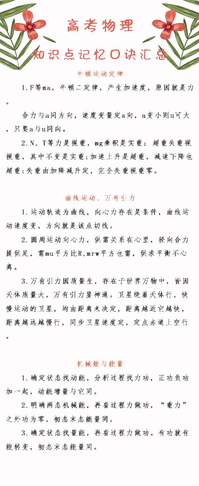 高考物理：知识点记忆口诀汇总第2页