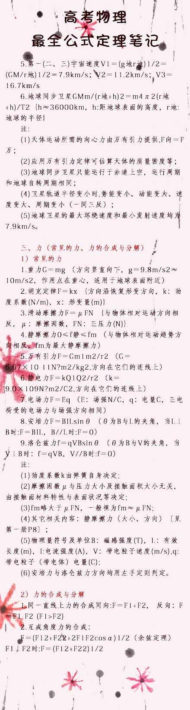 高考物理：最全公式定理笔记03