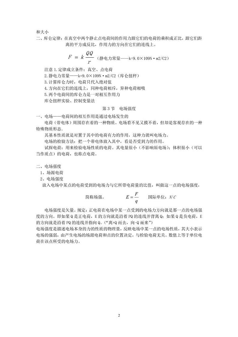 高中物理选修3-1知识点清单第2页