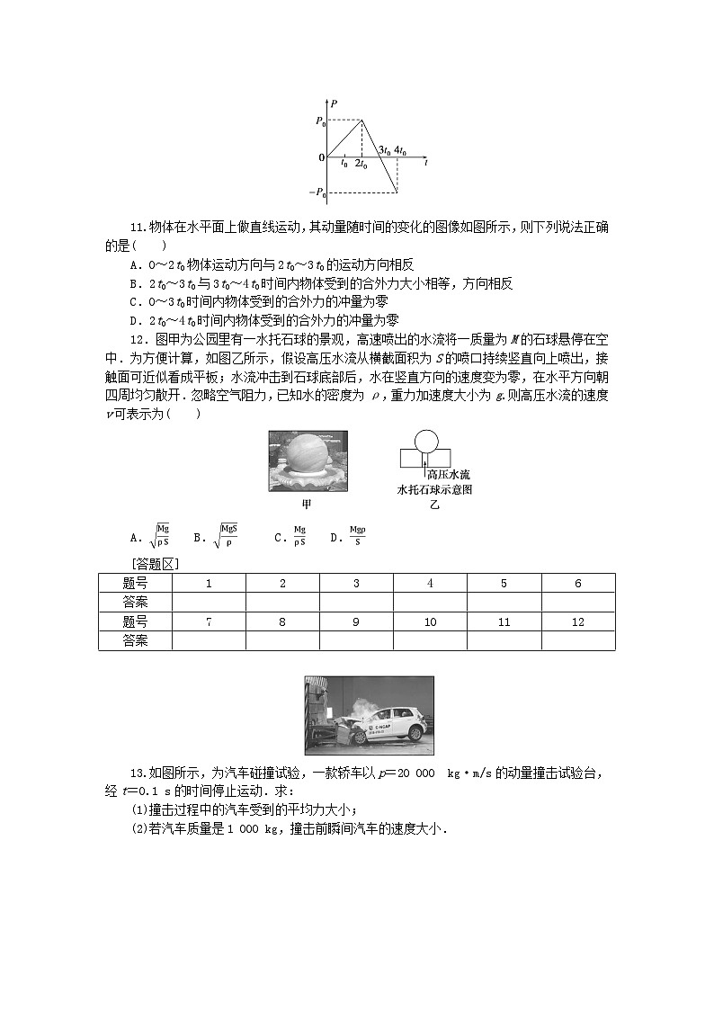 新教材2023版高中物理课时素养评价2动量定理教科版选择性必修第一册 试卷03