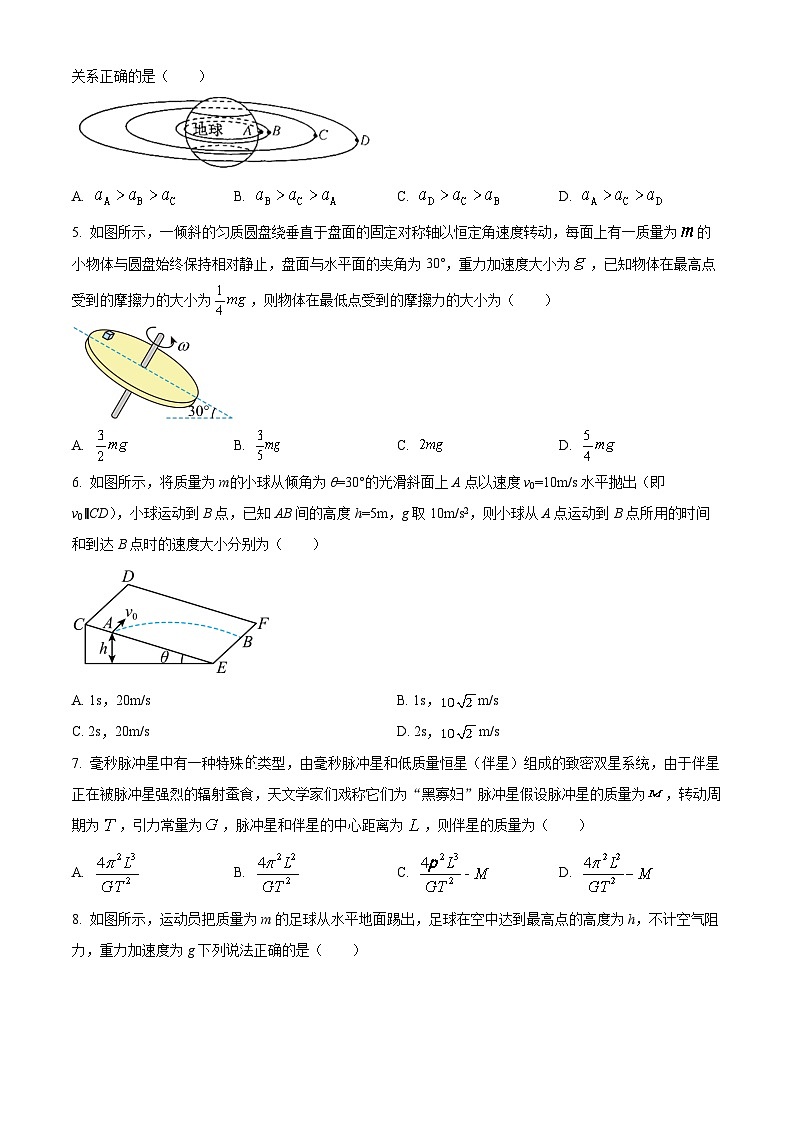 河北省承德市重点高中2022-2023学年高一物理下学期期中联考试题（Word版附答案）02