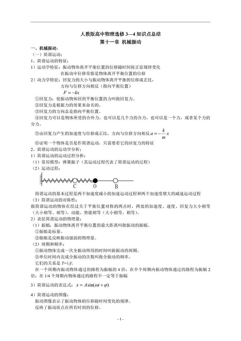 人教版高中物理选修3-4知识点汇总（一册全）第1页