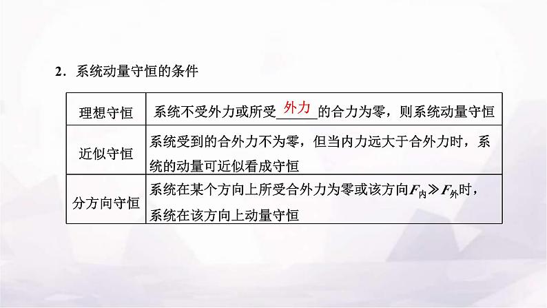 2024届高考物理一轮复习第六章动量动量守恒定律第2讲动量守恒定律课件02