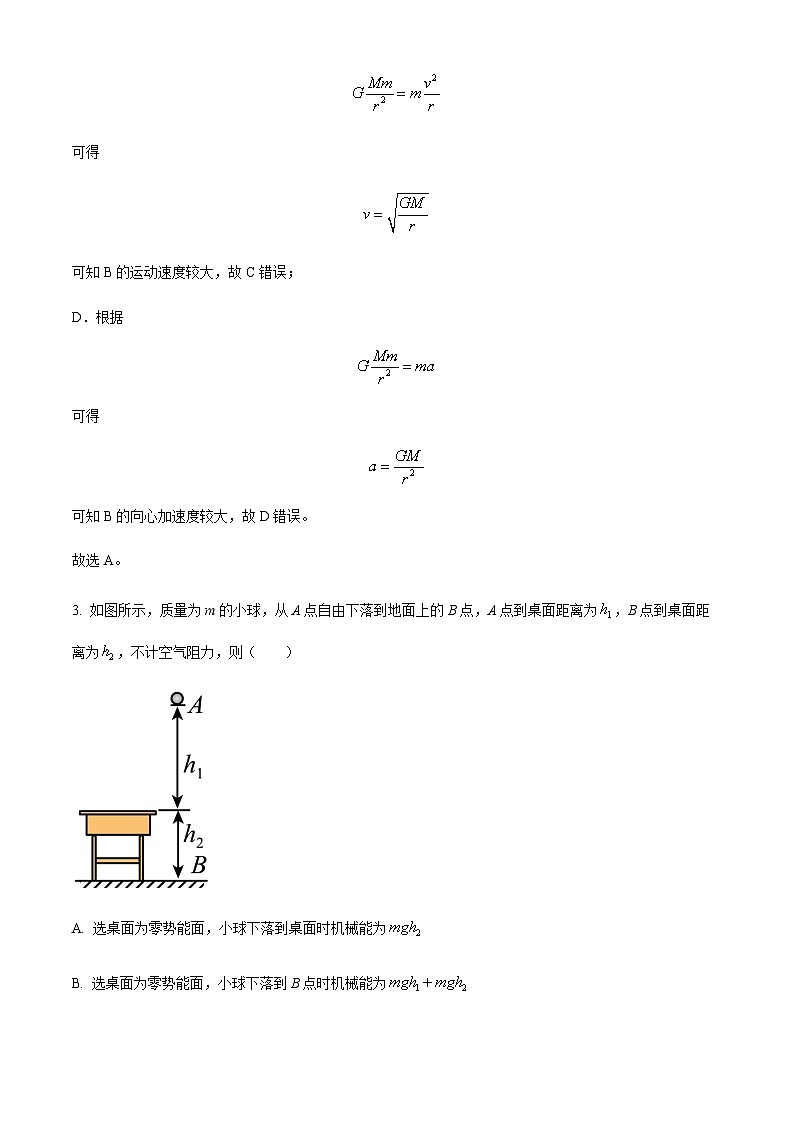 2021-2022学年江苏省无锡市普通高中高一下学期期终调研考试物理试题含解析03