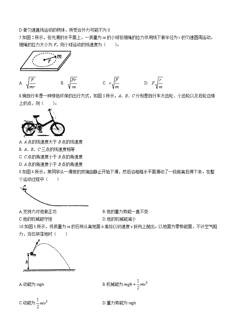 上海市闵行中学东校2022-2023学年高一下学期期末物理试题(无答案)02
