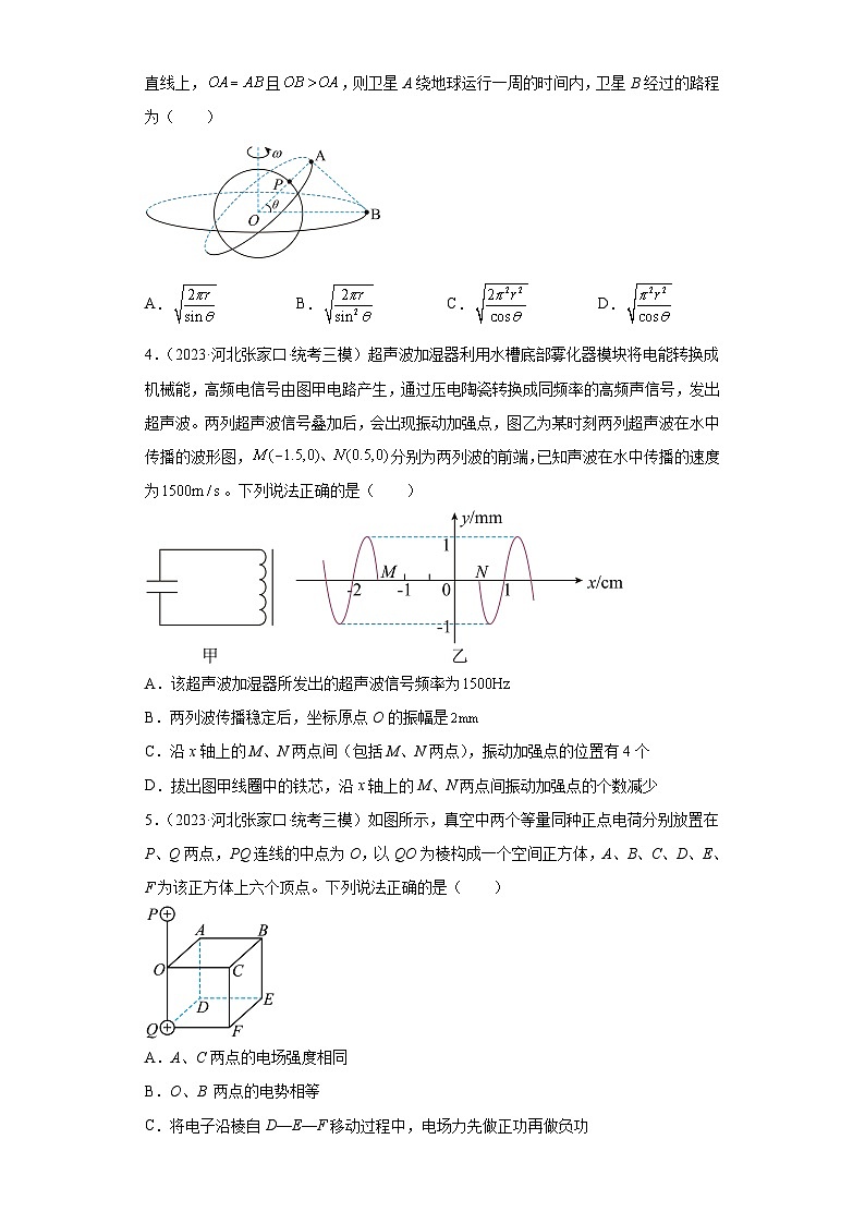 河北省各地区2023年高考物理模拟（三模）题按题型分类汇编-01选择题（单选题）02