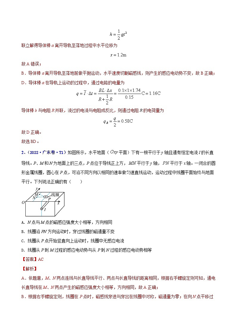 2020-2022年高考物理真题分专题训练 专题12 电磁感应（教师版含解析）第2页