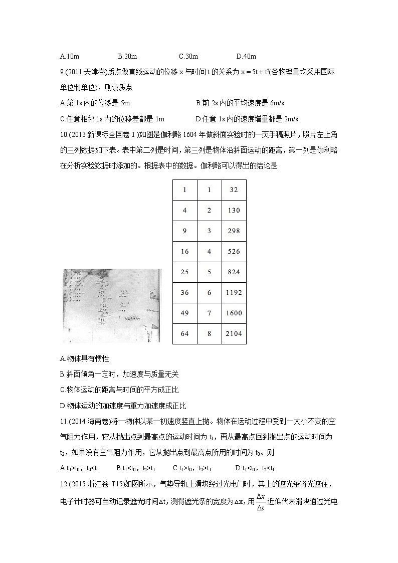 2010-2019年高考物理真题分专题训练 专题02 直线运动 （学生版）03