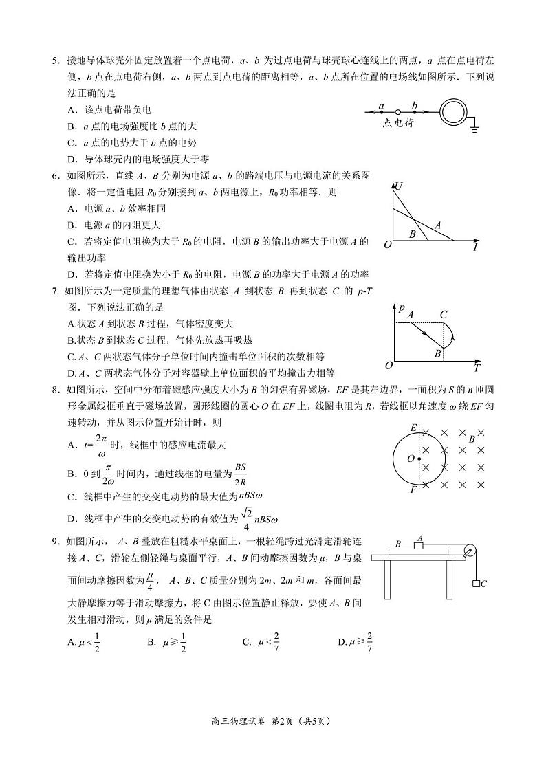 2023届江苏省镇江市高三下学期三模物理试题（含答案）02