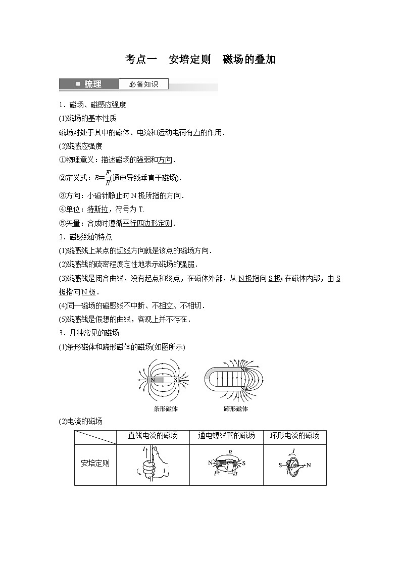2024高考物理大一轮复习讲义 第十一章 第1讲 磁场及其对电流的作用第2页
