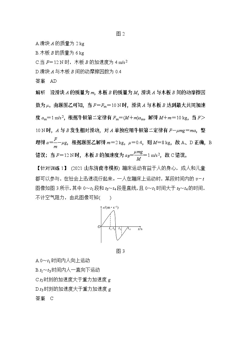 2024高考物理大一轮复习题库 专题强化三 牛顿运动定律的综合应用——动力学图像、连接体及临界极值问题03