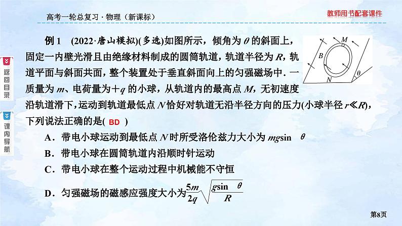 2023高三物理总复习 新课标（统考版）9-5 带电粒子在叠加场中的运动专题课件PPT08