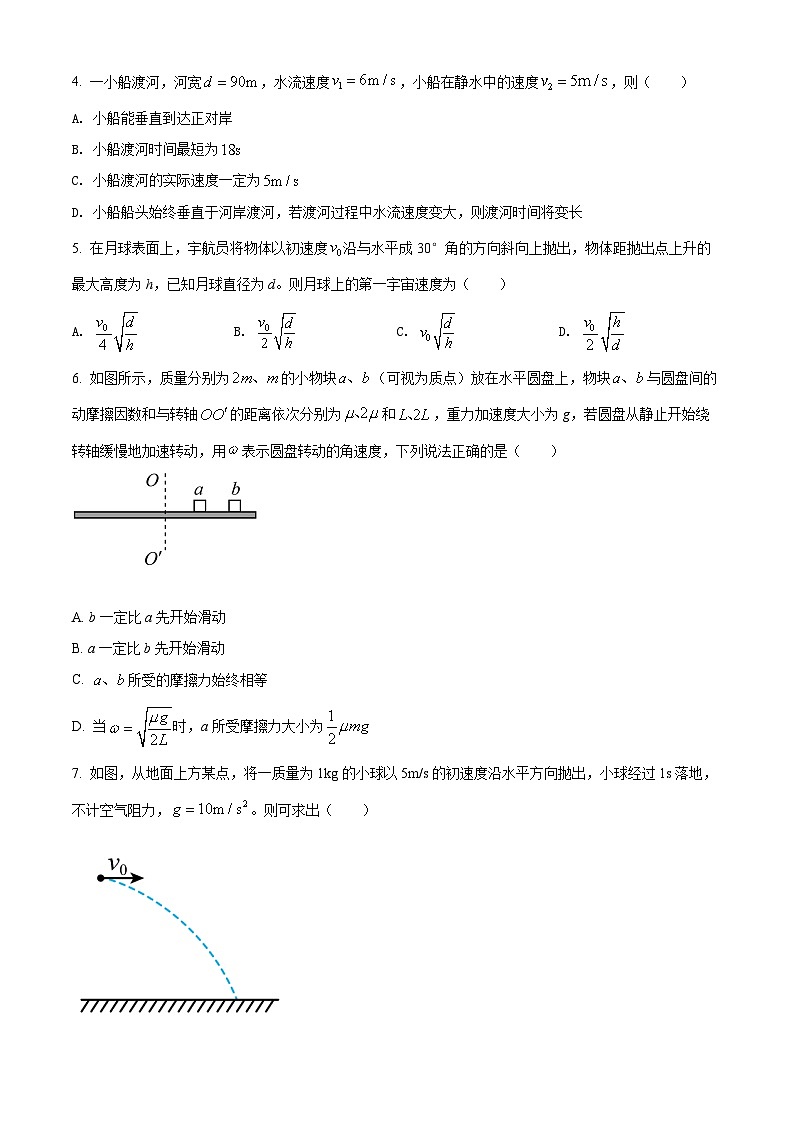 陕西省渭南市澄城县2021-2022学年高一（下）期末教学质量检测物理试题无答案第2页