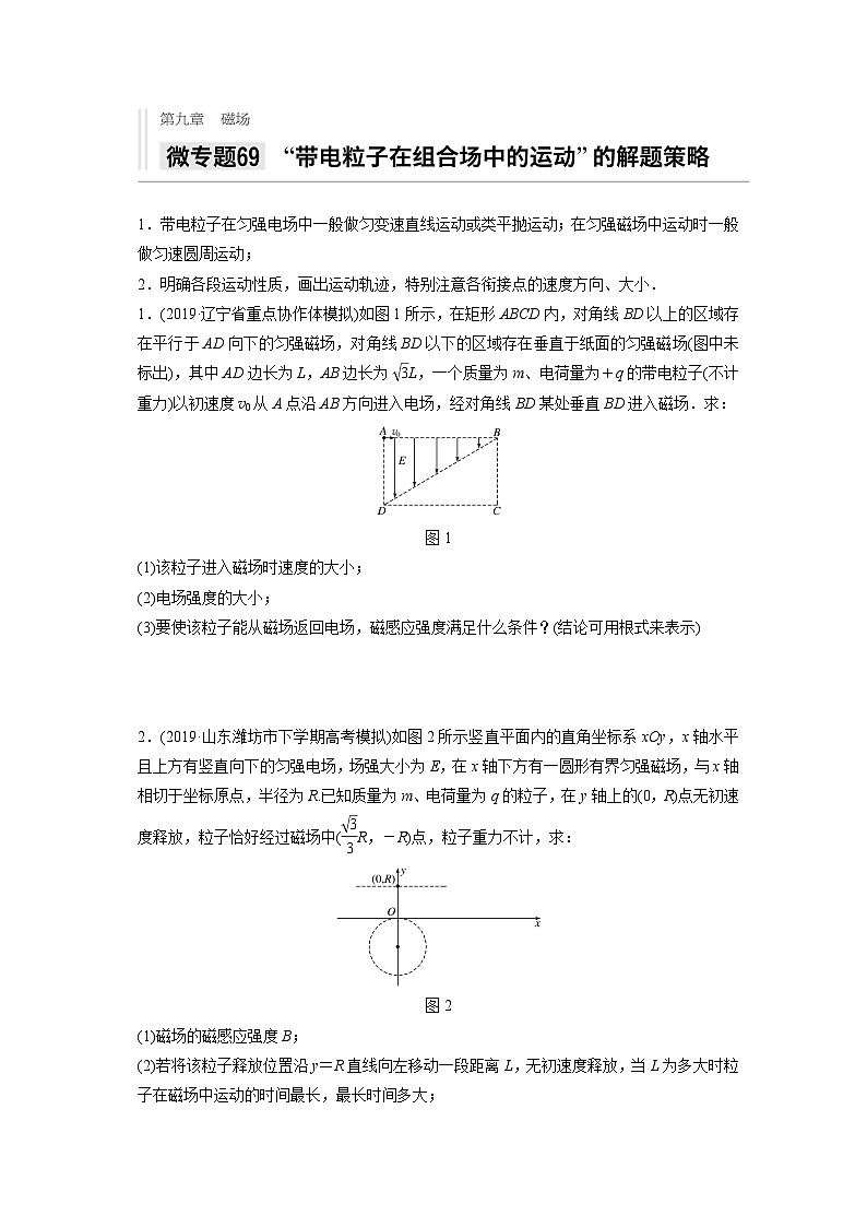 2021高考物理二轮复习 第九章 微专题69 “带电粒子在组合场中的运动”的解题策略01